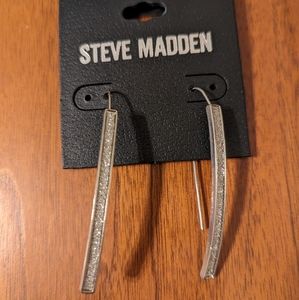 Steve Madden ultra sexy geo silver sparkle minimalist drop earrings